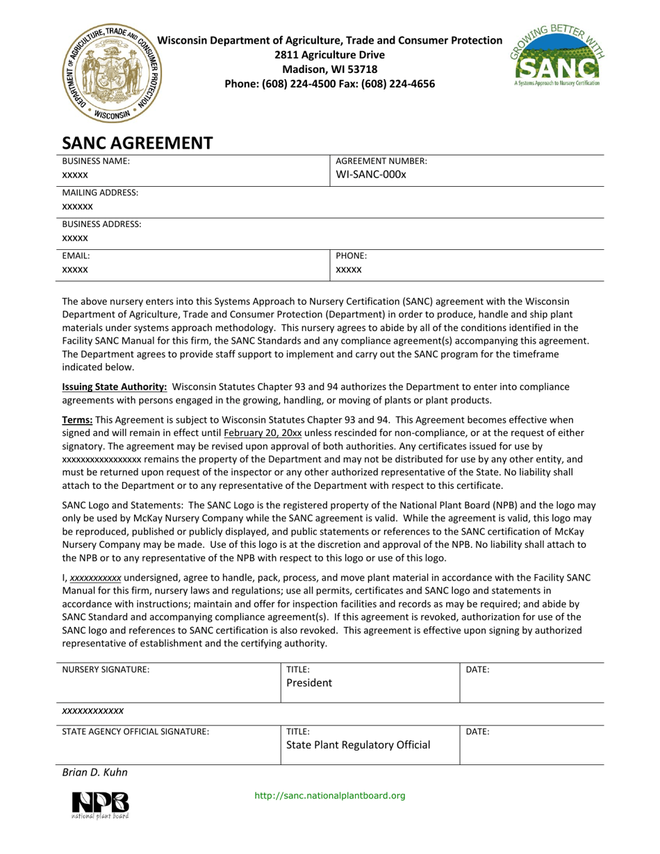 Sanc Agreement - Wisconsin, Page 1