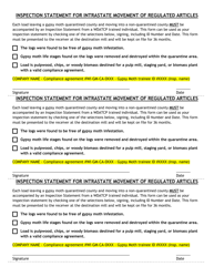 Inspection Statement for Intrastate Movement of Regulated Articles - Wisconsin