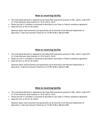 Inspection Statement for Intrastate Movement of Regulated Articles - Wisconsin, Page 2