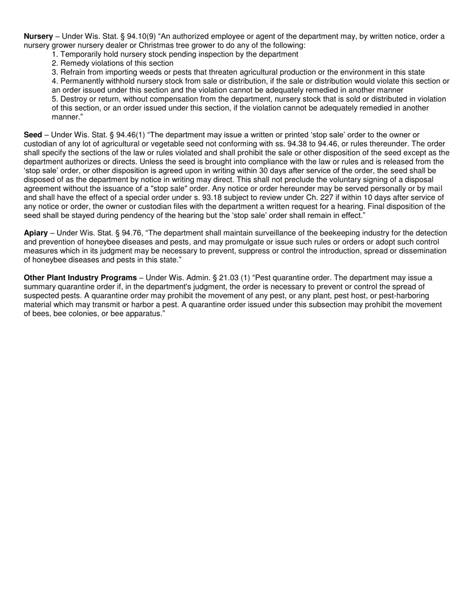Form ARM-PI-302 Order Prohibiting Sale or Movement - Wisconsin, Page 2
