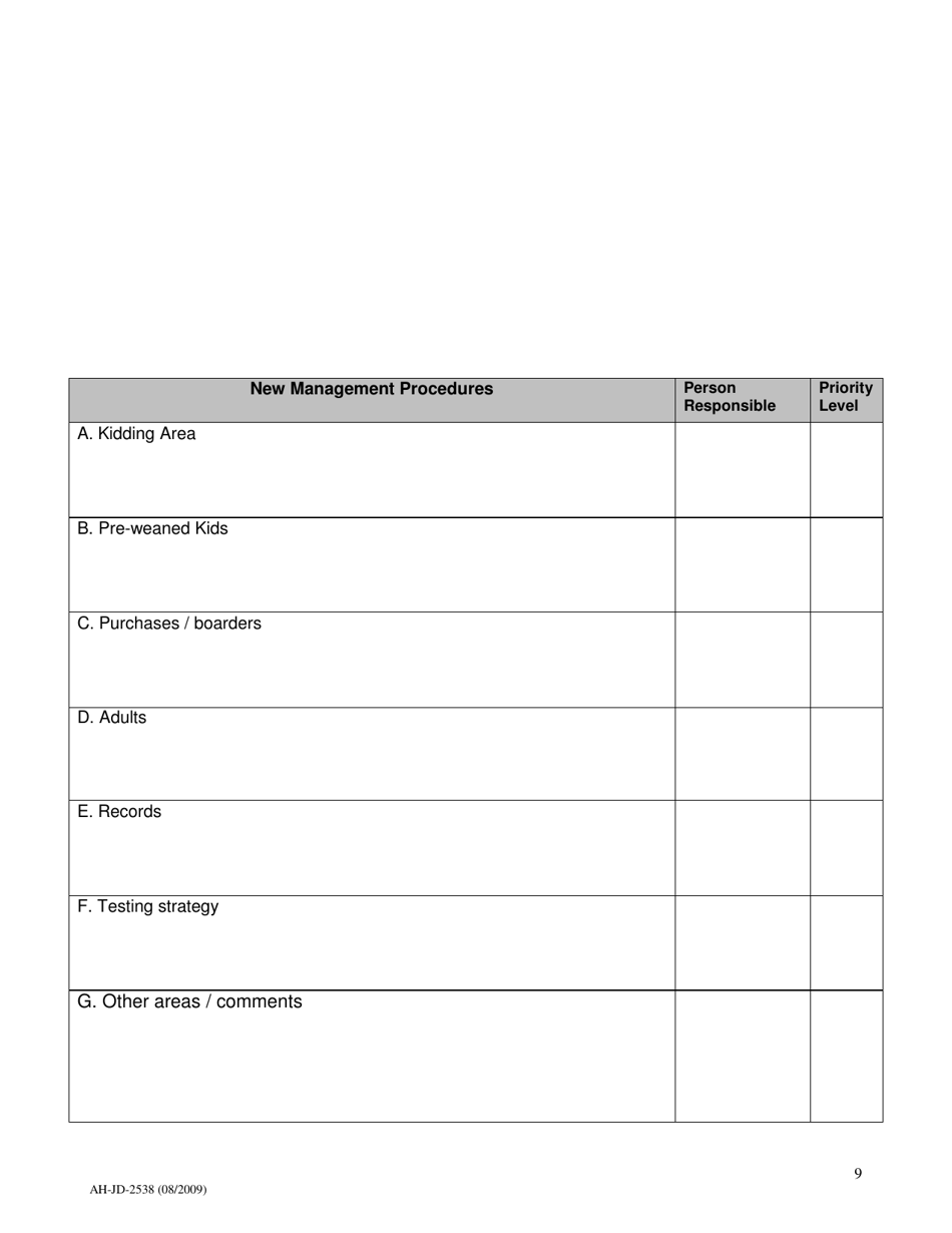 Form AH-JD-2538 Goat Risk Assessment and Herd Management Plan - Wisconsin, Page 10
