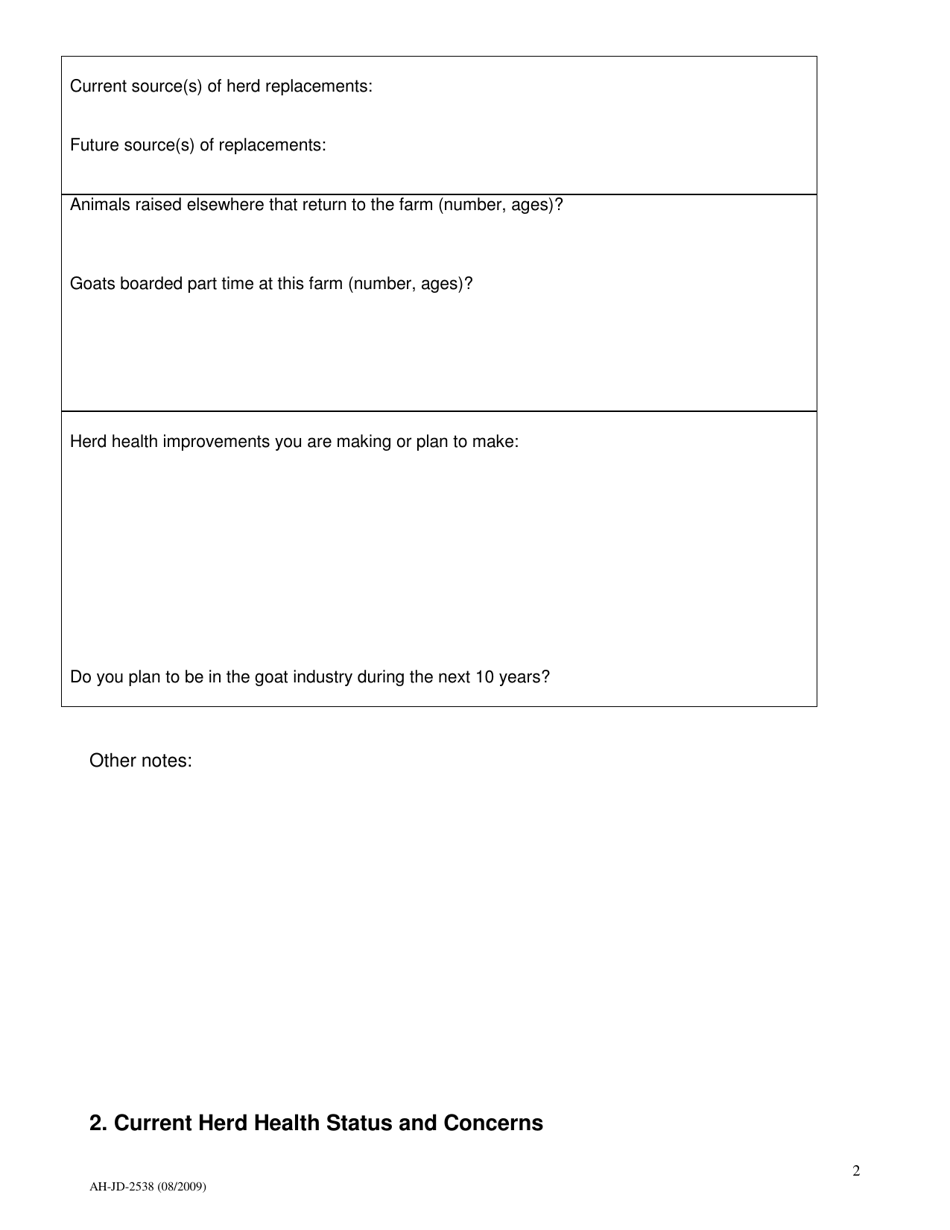 Form AH-JD-2538 Goat Risk Assessment and Herd Management Plan - Wisconsin, Page 3