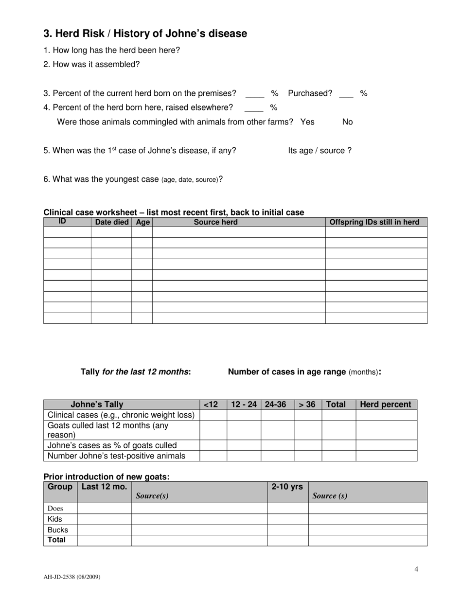 Form AH-JD-2538 Goat Risk Assessment and Herd Management Plan - Wisconsin, Page 5