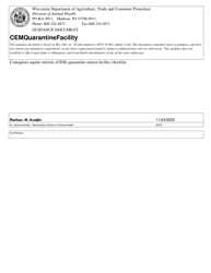 Document preview: Form AH-EQ-220 Wisconsin Cem Quarantine Station Facility Checklist - Wisconsin