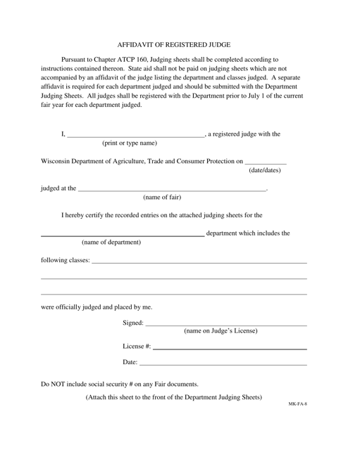 Form MK-FA-8 - Fill Out, Sign Online and Download Printable PDF ...