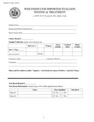 Form AH-EQ-215 Wisconsin Cem Imported Stallion Testing &amp; Treatment - Wisconsin, Page 2