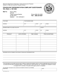 Document preview: Form TR-TP-23 Fraudulent Representation Complaint Questionaire - Wisconsin