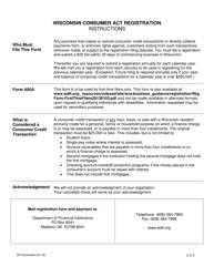 Form DFI/OCA/400A Wisconsin Consumer Act Registration - Initial - Wisconsin, Page 2