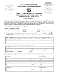Form DFI/DCCS/2840 &quot;Application for Registration as a Professional Employer Group or a Professional Employer Organization&quot; - Wisconsin