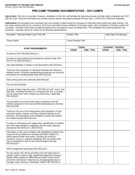 Form DCF-F-2405 &quot;Pre-camp Training Documentation - Day Camps&quot; - Wisconsin