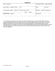 Form DCF-F-2835 Wisconsin Shares Child Care Registration - Wisconsin, Page 2