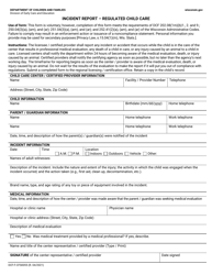Form DCF-F-CFS0055 &quot;Incident Report - Regulated Child Care&quot; - Wisconsin