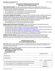 Form DCF-F-CFS4099 &quot;Instructions for Obtaining Child Care Licensing Rule Books and Commentary Manuals&quot; - Wisconsin