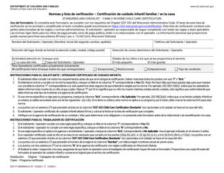 Document preview: Formulario DCF-F-DWSW49-S Normas Y Lista De Verificacion - Certificacion De Cuidado Infantil Familiar/En La Casa - Wisconsin (Spanish)