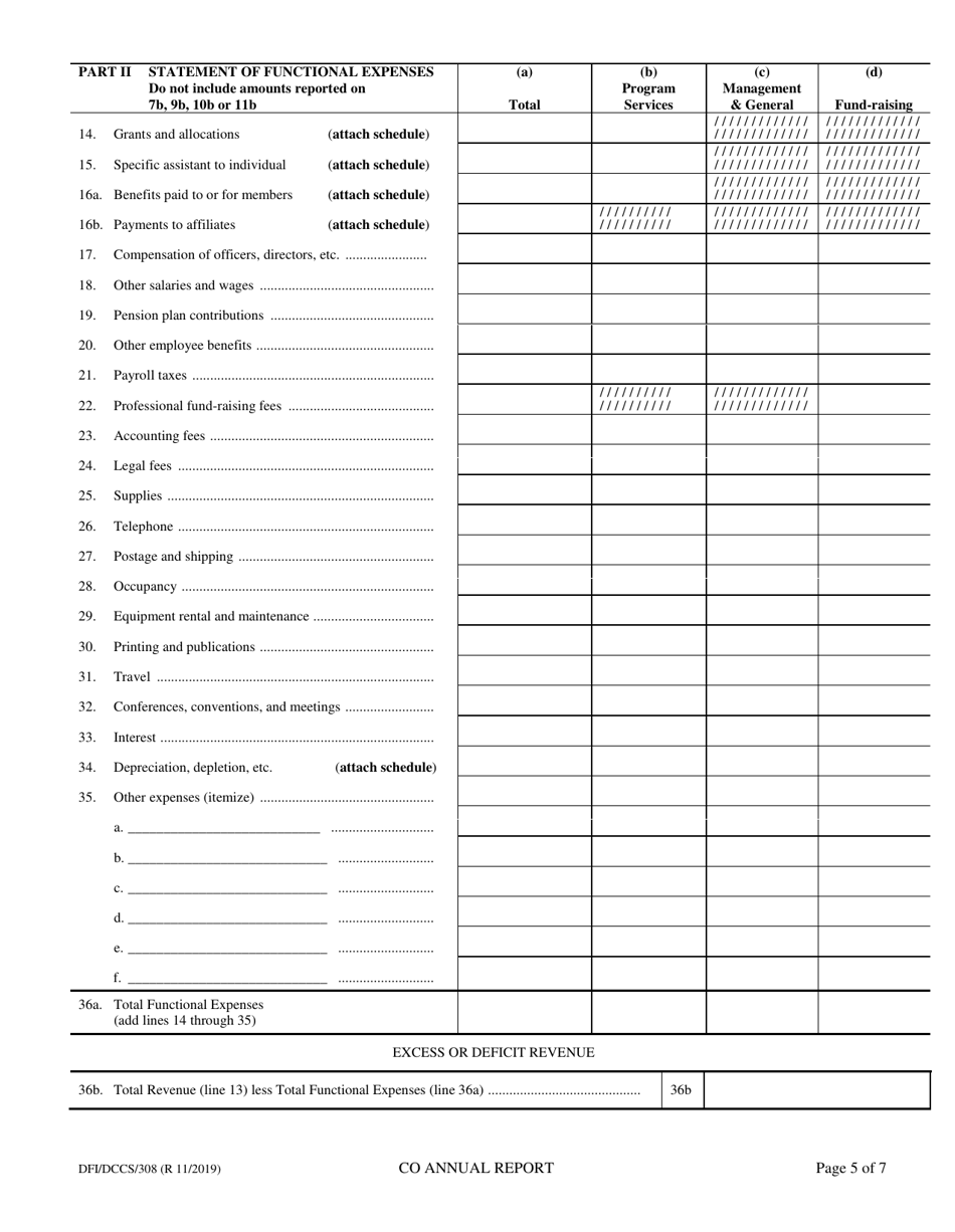 Form 308 Charitable Organization Annual Report - Wisconsin, Page 5