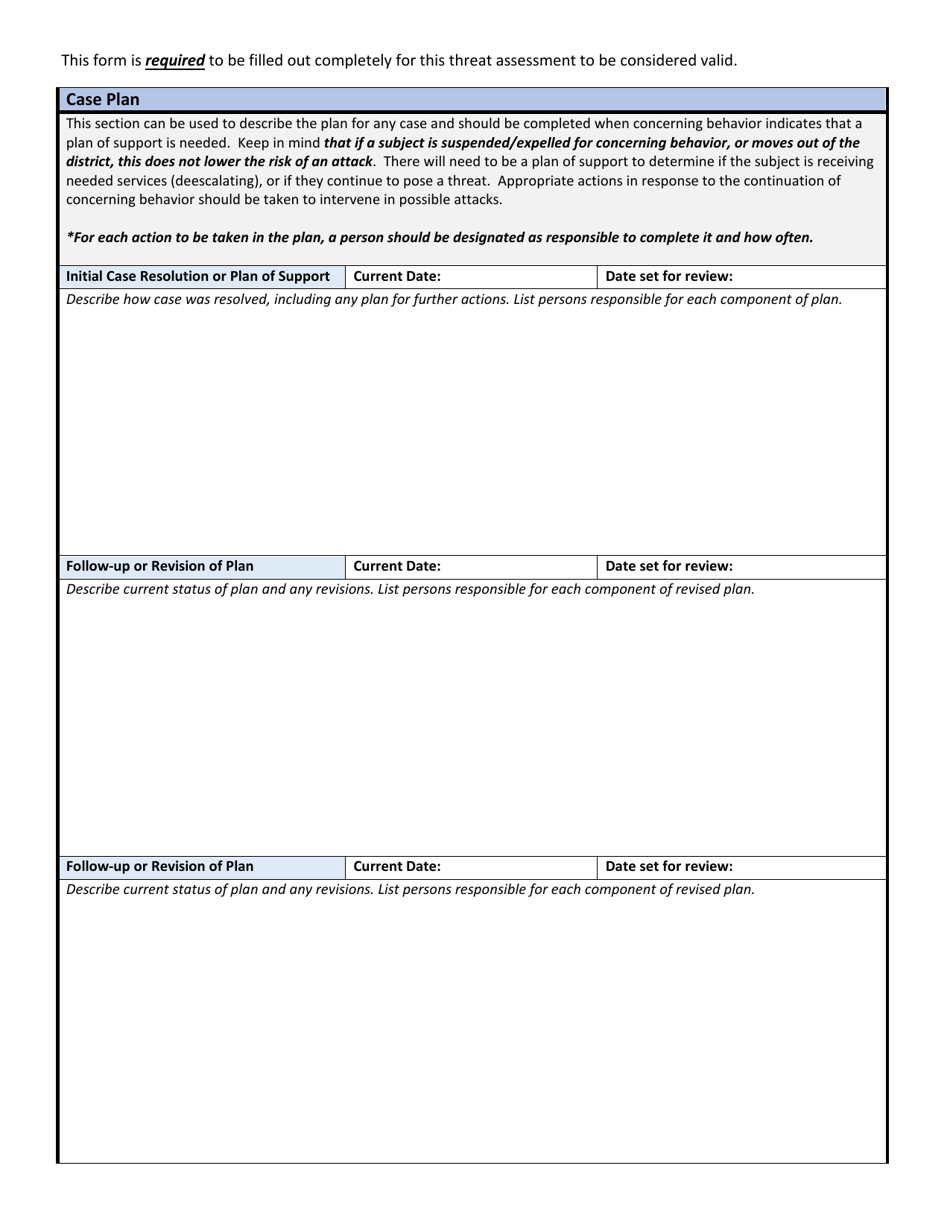 Wisconsin Wisconsin School Threat Assessment Form - Phase Iii - Case ...