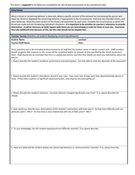 &quot;Wisconsin School Threat Assessment Form - Phase I - Teacher Survey&quot; - Wisconsin