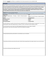 &quot;Wisconsin School Threat Assessment Form - Phase I - Target Interview&quot; - Wisconsin