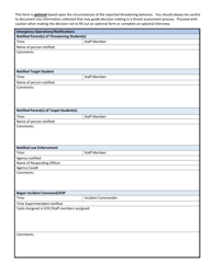 &quot;Wisconsin School Threat Assessment Form - Phase I - Emergency Operations&quot; - Wisconsin