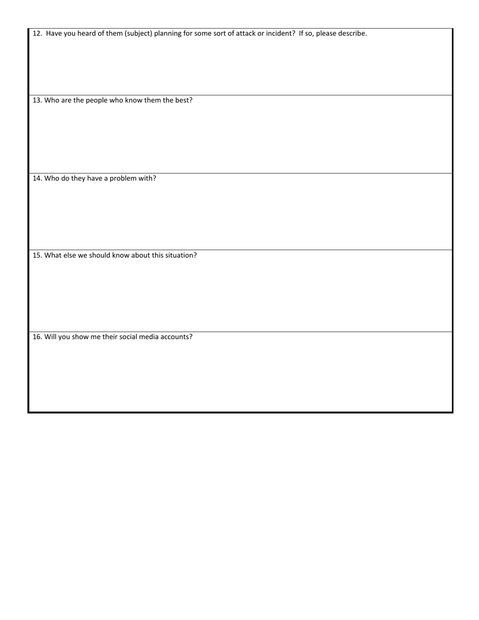 Wisconsin School Threat Assessment Form - Phase I - Witness Interview - Wisconsin, Page 3