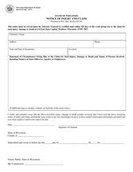 Form DJ-LS-25 &quot;Notice of Injury and Claim&quot; - Wisconsin