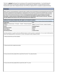 Wisconsin School Threat Assessment Form - Phase I - Additional Interviewee - Wisconsin