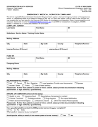 Document preview: Form F-00567 Emergency Medical Services Complaint - Wisconsin