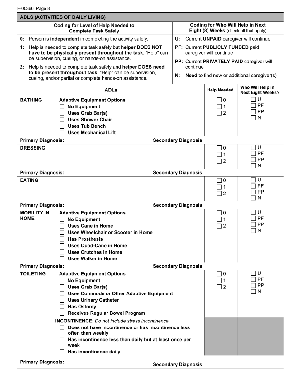 Form F-00366 Download Printable PDF or Fill Online Wisconsin Adult Long ...