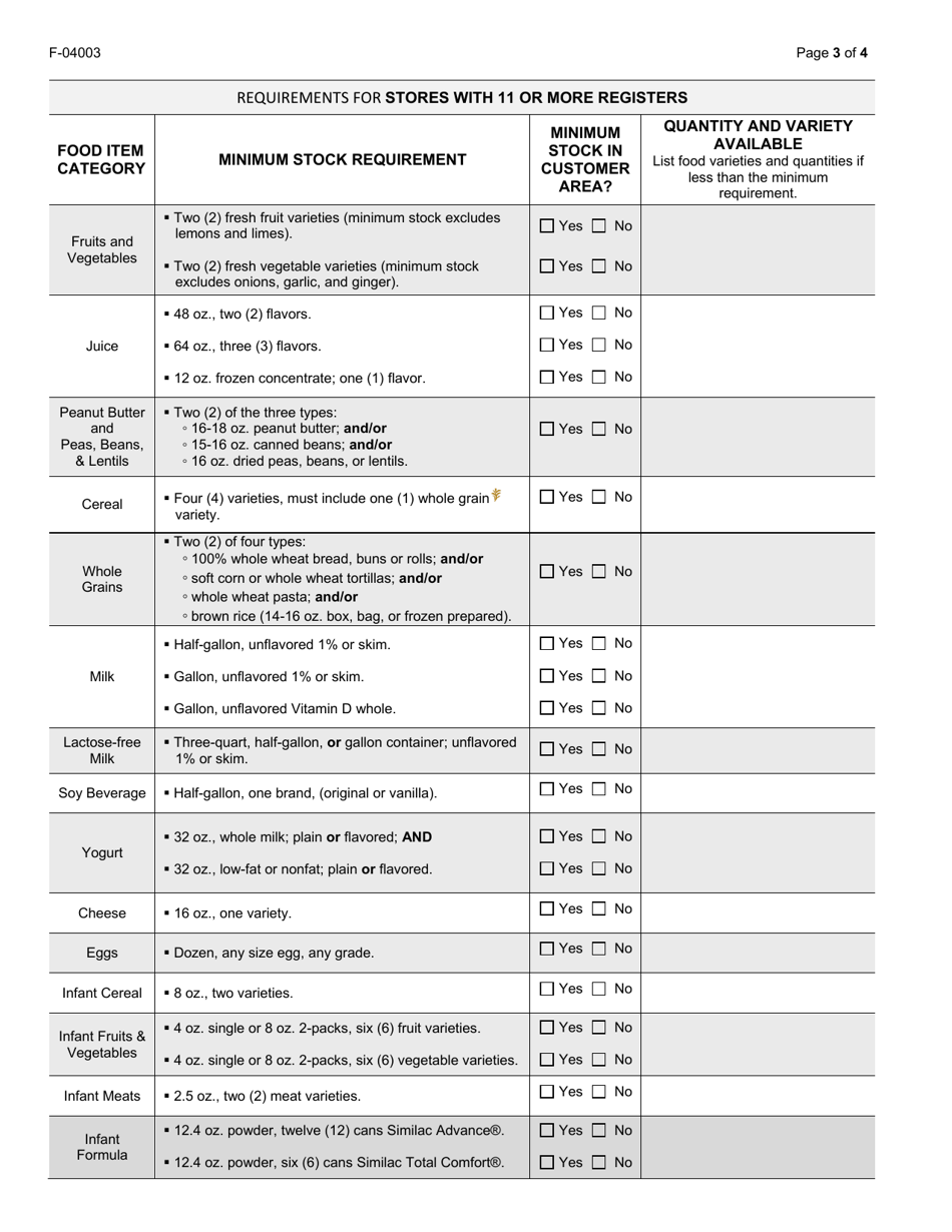 Form F-04003 Vendor Monitoring Site Visit Report - Wisconsin Wic Program - Wisconsin, Page 3