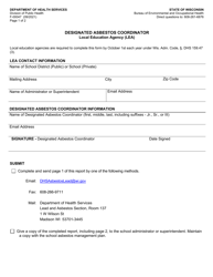 Form F-00047 Designated Asbestos Coordinator - Local Education Agency (Lea) - Wisconsin