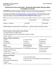 Document preview: Form F-01991 Access Application Cover Sheet - Milwaukee Enrollment Services (Miles) - Wisconsin