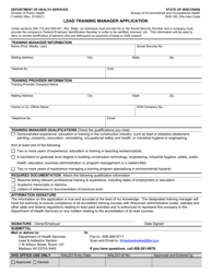 Form F-44062 &quot;Lead Training Manager Application&quot; - Wisconsin
