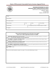 Form DJ-LE-291 Concealed Carry License Appeal Form - Wisconsin, Page 2