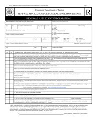 Form DJ-LE-287R Renewal Application for Concealed Weapon License - Wisconsin, Page 2