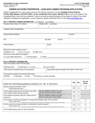 Document preview: Form F-02610 Owner-Occupied Properties - Lead-Safe Homes Program Application - Wisconsin