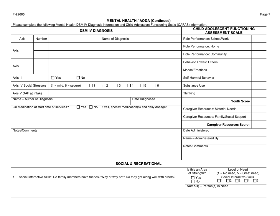 Form F-22685 Collaborative Systems of Care (Csoc) Summary of Strengths and Needs Assessment - Wisconsin, Page 7