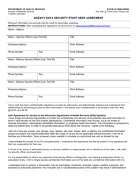 Document preview: Form F-00639 Agency Data Security Staff User Agreement - Wisconsin