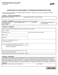 Document preview: Form F-10138 Badgercare Plus Supplement to Foodshare Wisconsin Application - Wisconsin