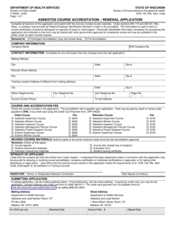 Document preview: Form F-00040 Asbestos Course Accreditation - Renewal Application - Wisconsin