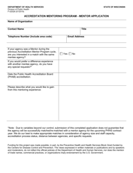 Document preview: Form F-02528 Mentor Application - Accreditation Mentoring Program - Wisconsin