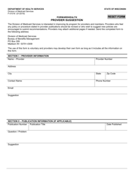 Document preview: Form F-01016 Forwardhealth Provider Suggestion - Wisconsin