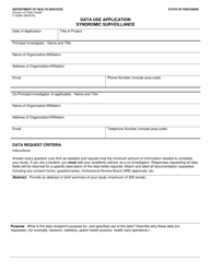 Form F-02384 Syndromic Surveillance Data Use Application - Wisconsin