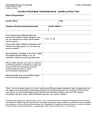 Document preview: Form F-02529 Mentee Application - Accreditation Mentoring Program - Wisconsin