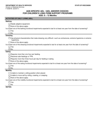 Form F-00367B &quot;Age-Specific Adl/Iadl Answer Choices for Children's Long-Term Support Programs Age: 6 - 12 Months&quot; - Wisconsin