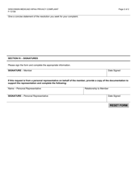 Form F-13152 Wisconsin Medicaid HIPAA Privacy Complaint - Wisconsin, Page 2