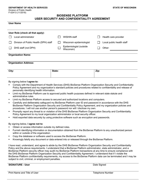 Form F-02413 Biosense Platform User Security and Confidentiality Agreement - Wisconsin