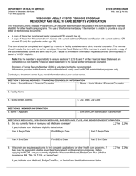 Document preview: Form F-01144 Residency and Health Care Benefits Verification - Wisconsin Adult Cystic Fibrosis Program - Wisconsin