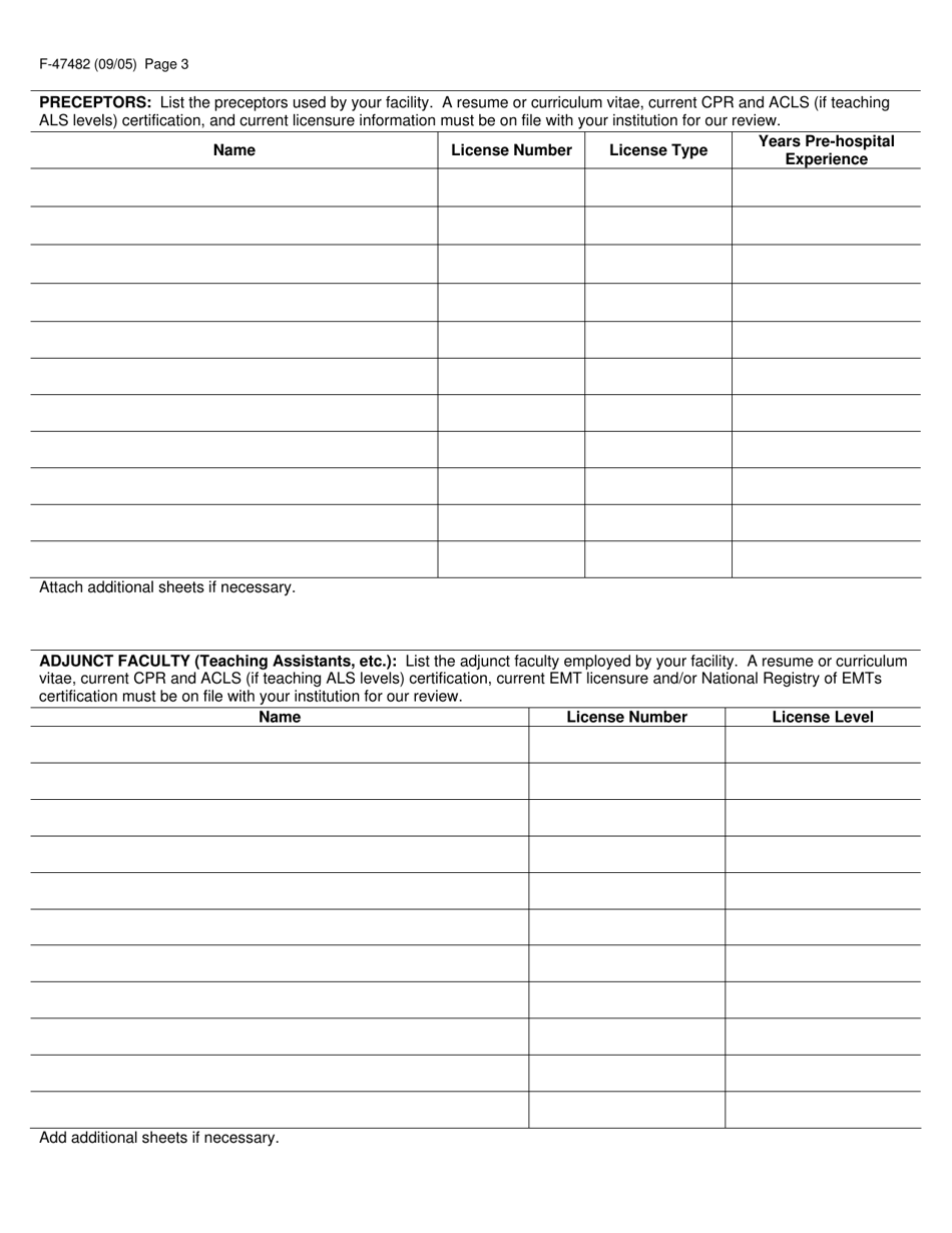 Form F-47482 EMS Training Center Certification Application - Wisconsin, Page 3