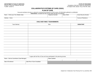 Document preview: Form F-22687 Collaborative Systems of Care (Csoc) Plan of Care - Wisconsin