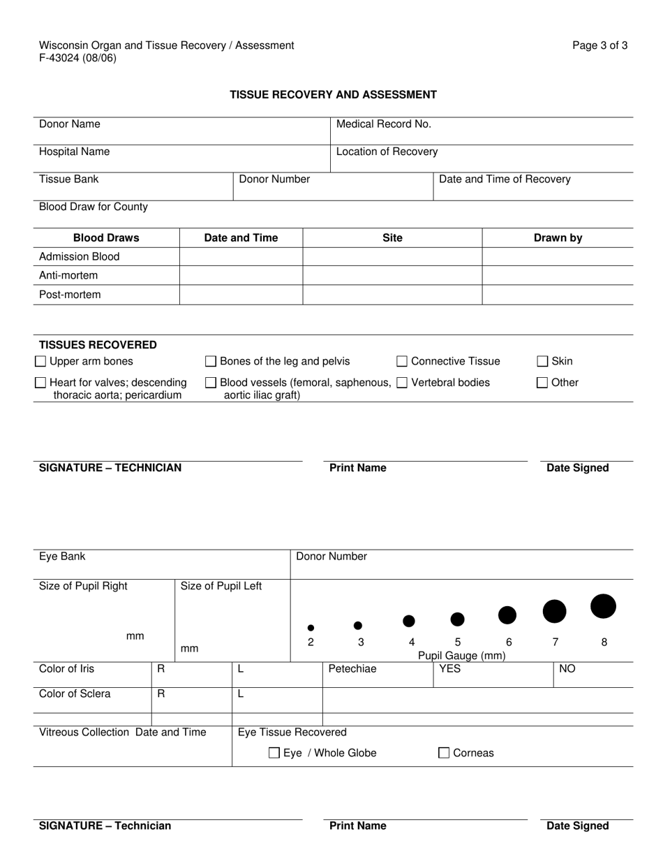 Form F-43024 Wisconsin Organ and Tissue Recovery and Assessment - Wisconsin, Page 3